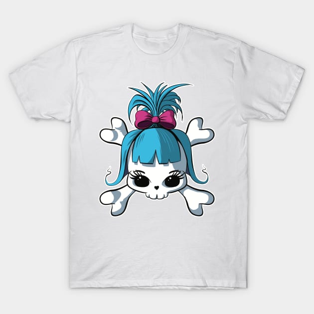 Cupcake Crossbones Kawaii Blue T-Shirt by cucacb